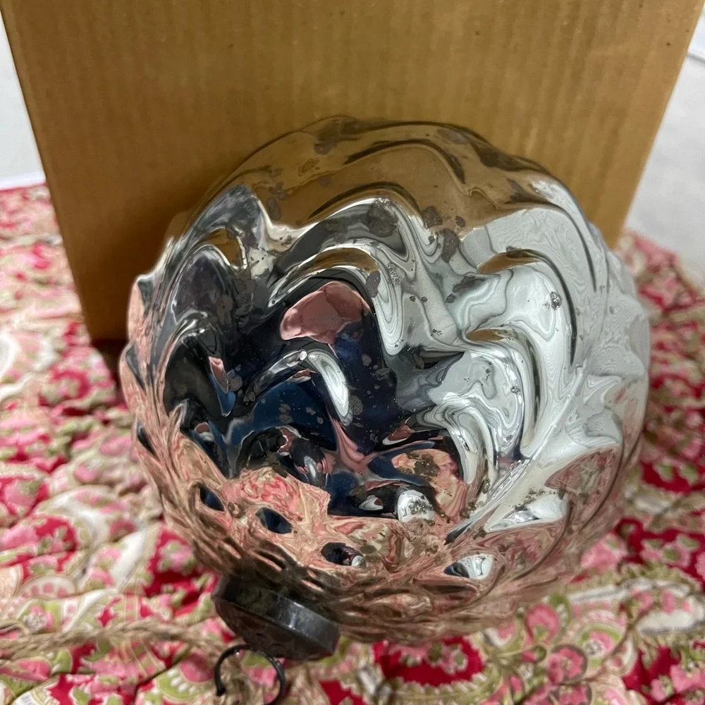New Pottery Barn Oversized Mercury Scallop Sphere Christmas Ornament Decor